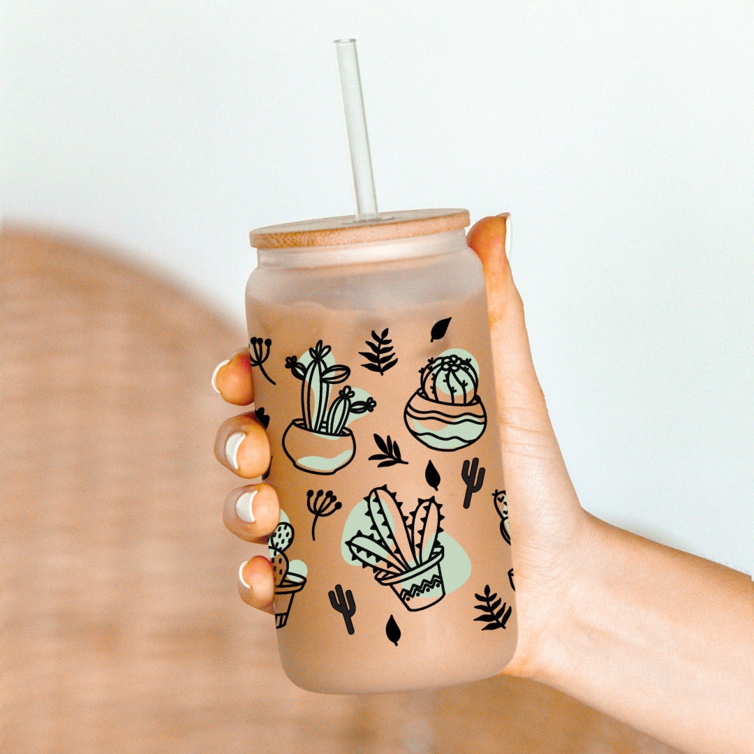 Cactus Pattern-16oz UV DTF Wrap