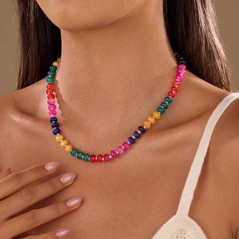 Natural Stone Semi-Precious Glass Mixed Necklace