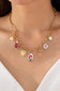 Vintage Bow Porcelain Multi-Charm Link Necklace in Gold
