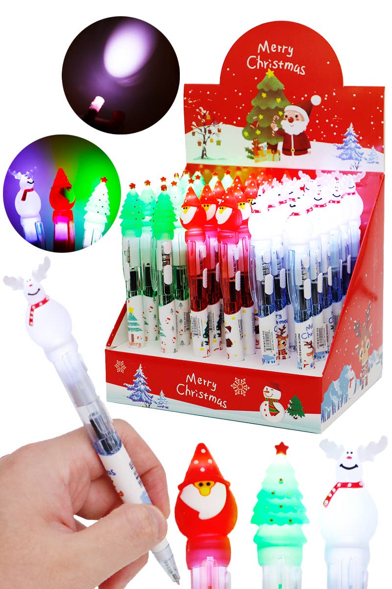 Merry Christmas Led Light-up Pen - 36 Pcs: ASSORTED / ONE SIZE
