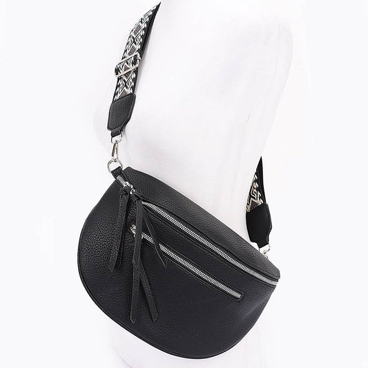 Faux Leather Crossbody Bag Belt: BK