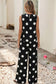 LDC Pleated Polka Dot Tank Casual Wide Leg Two-Piece Outfit: Black