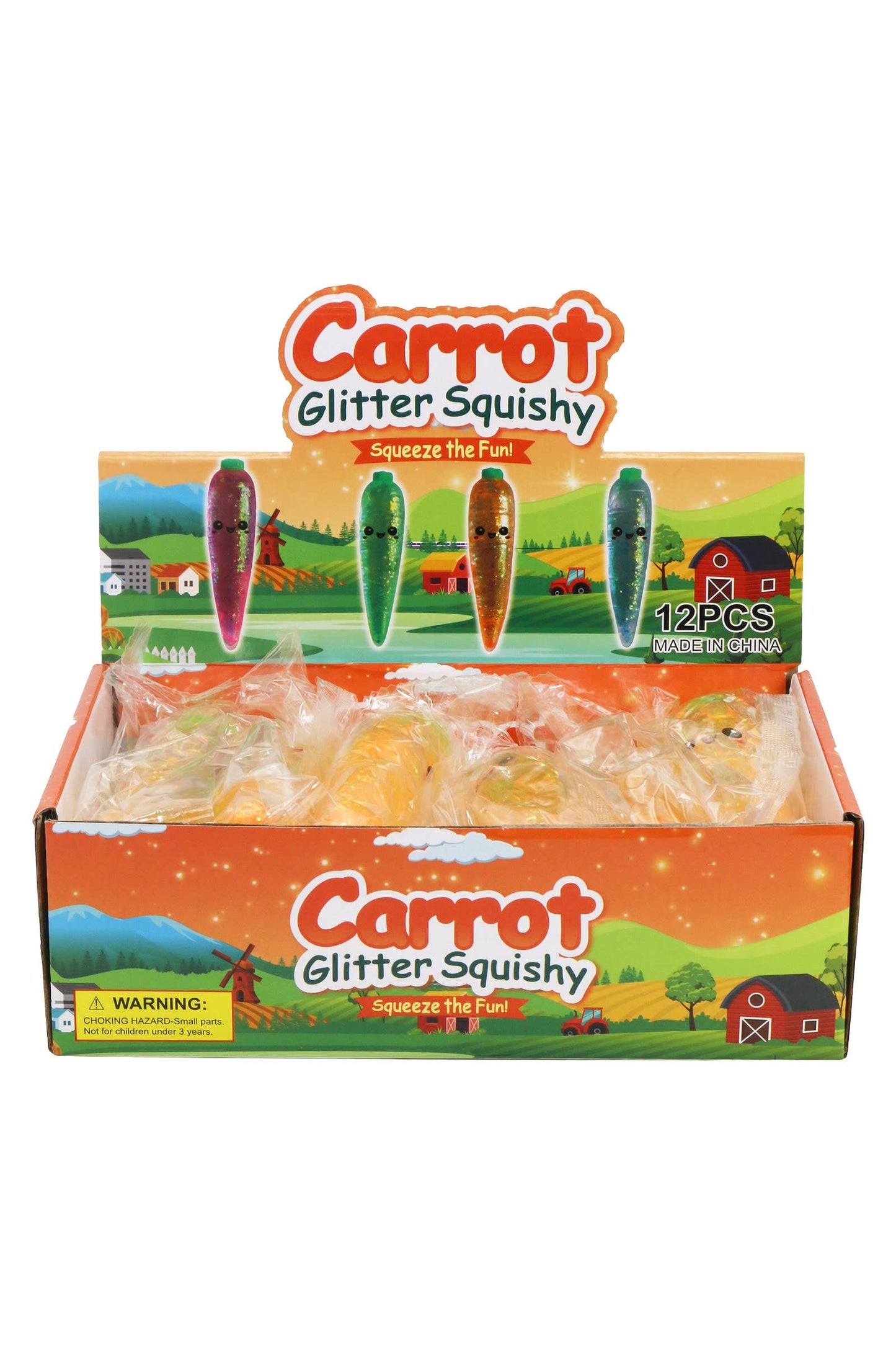 Cute Happy Carrot Glittery Maltose Putty Filled Squishy Toy: ORANGE / ONE SIZE