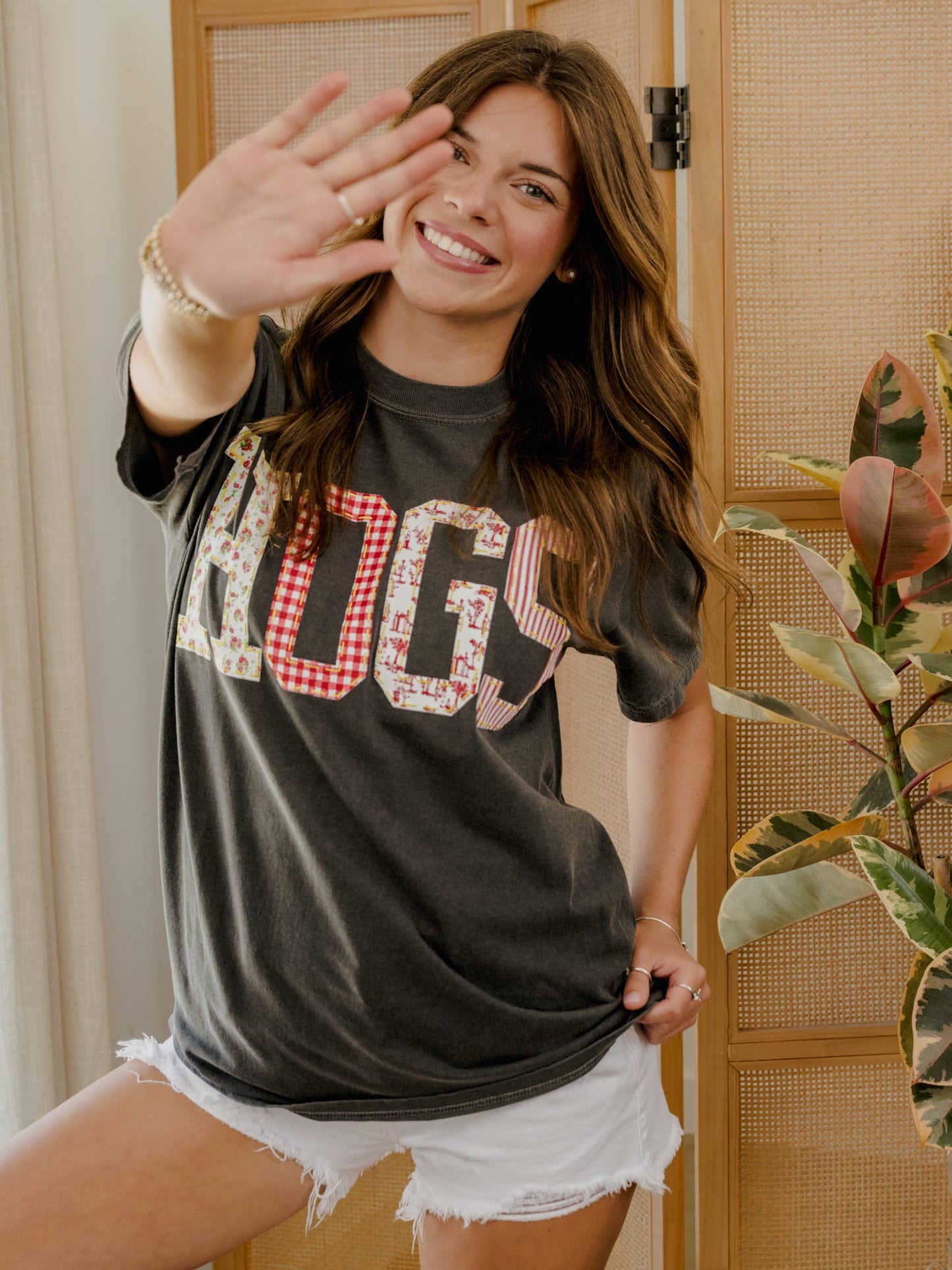 Arkansas HOGS Quilted Puff Ink Pepper Comfort Colors Tee