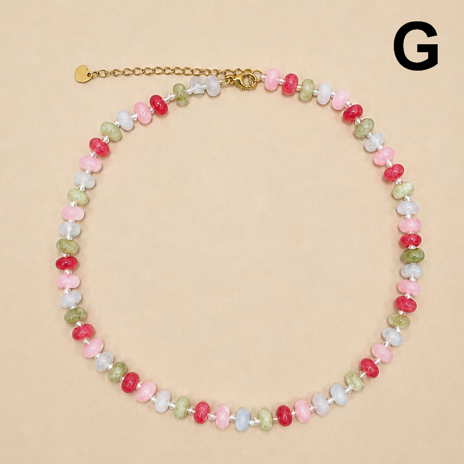 Natural Stone Semi-Precious Glass Mixed Necklace