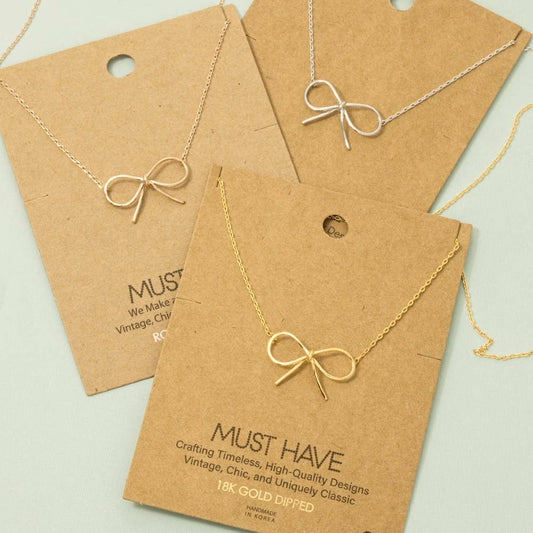 Gold Dipped Bow Tie Pendant Necklace: G