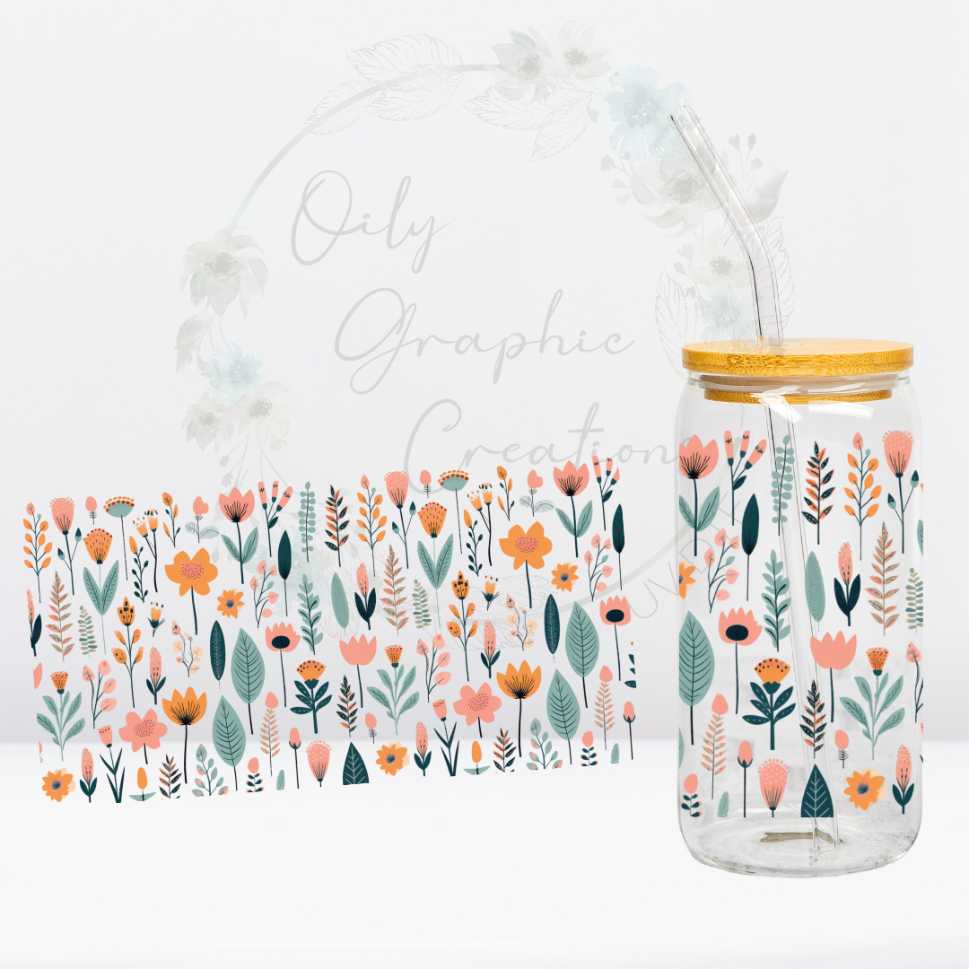 Flowers & Leaves-16oz UV DTF Wrap