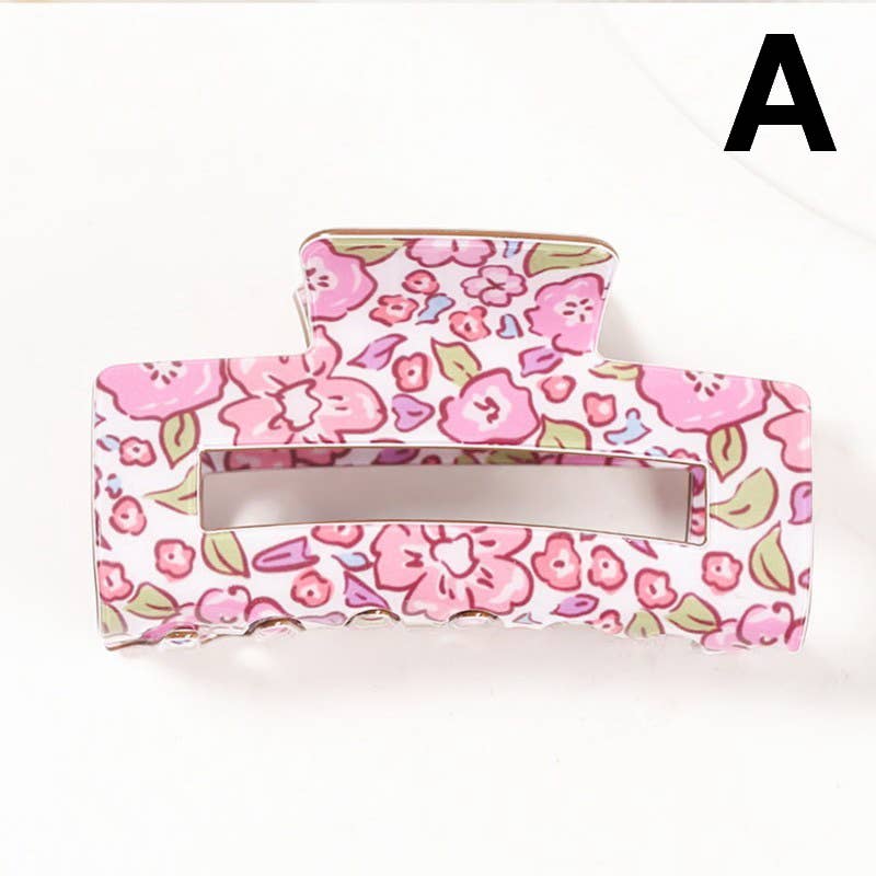 JUMBO FLORAL RECTANGLE HAIR CLAW CLIPS | Mixed