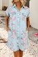 LDC Floral Denim Cuffed Short Sleeve Button Down Shift Dress: Sky Blue