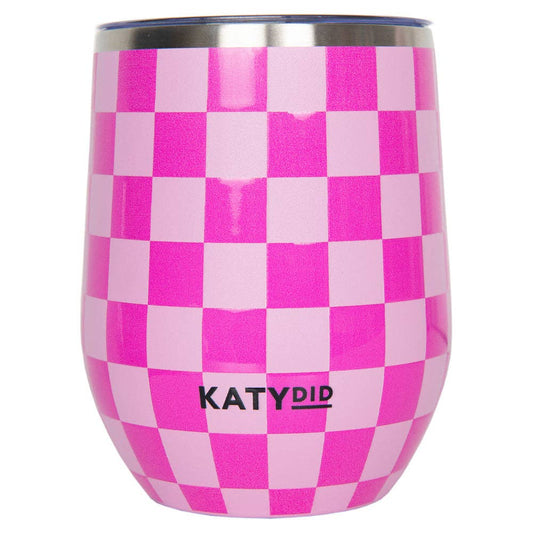 Pink Checker Valentine's Day Insulated Wine Tumbler: Pink