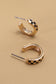 MINI CHECKER HOOP HUGGIE EARRINGS Black and Gold