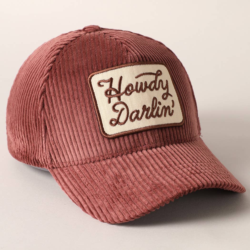 Howdy Darlin' Embroidery Patch Corduroy Cap: OFF WHITE / ONE SIZE