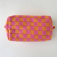 Knitted Cosmetic Bag / Storage Bag in Orange/Hot Pink