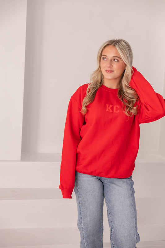 KC Crewneck Sweatshirt Red Puff