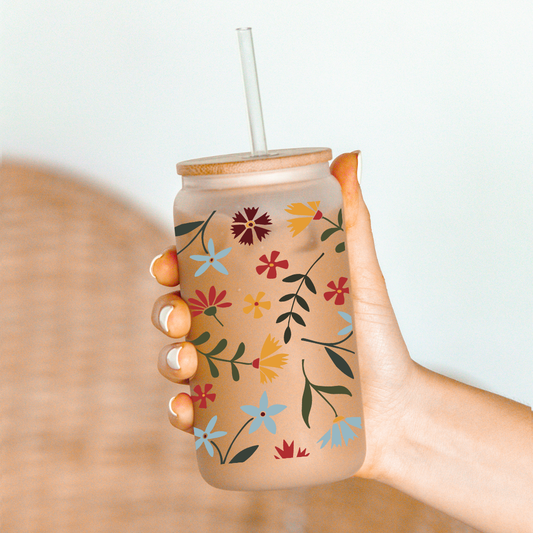 Red, Yellow, Blue Flowers-16oz UV DTF Wrap