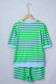 LDC Stripe Spring Puff Sleeve Shirt Matching Shorts Set: Green Stripe