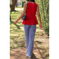 Solid V Neck Button Down Pockets Fit Vest: Red