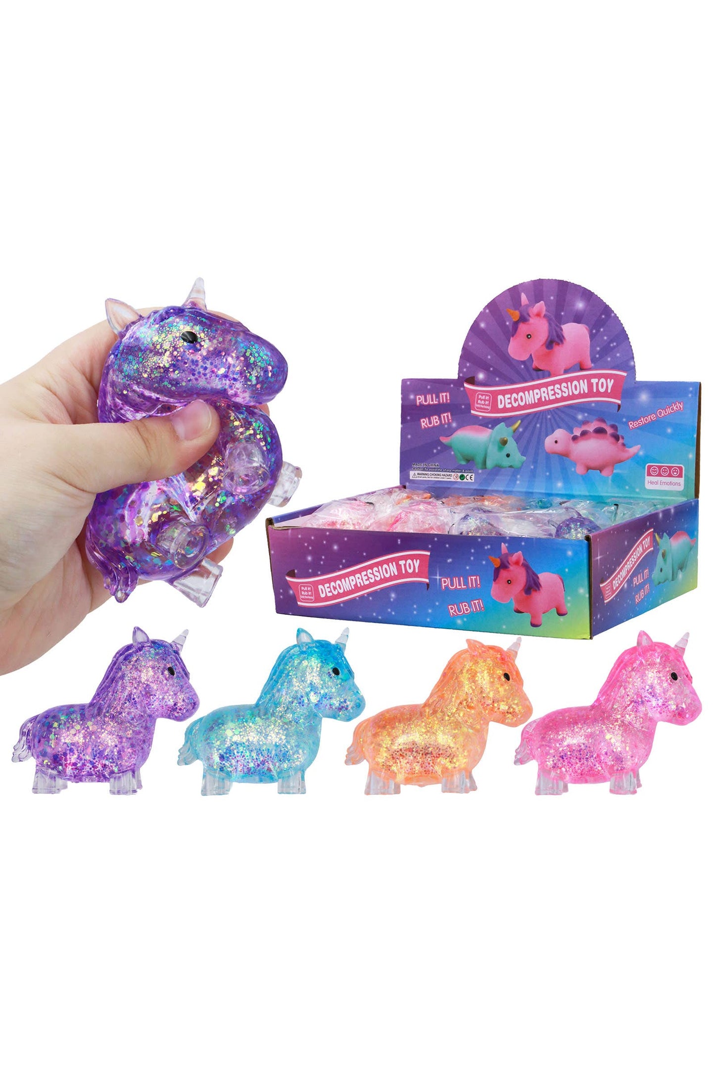 Unicorn Pony Glittery Maltose Putty Filled Squishy: ASSORTED / ONE SIZE