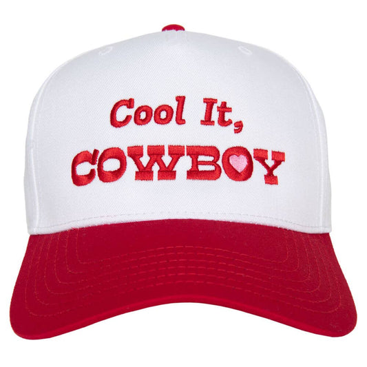 Cool it, Cowboy Heart Two-Toned Vintage Hat: Red and White