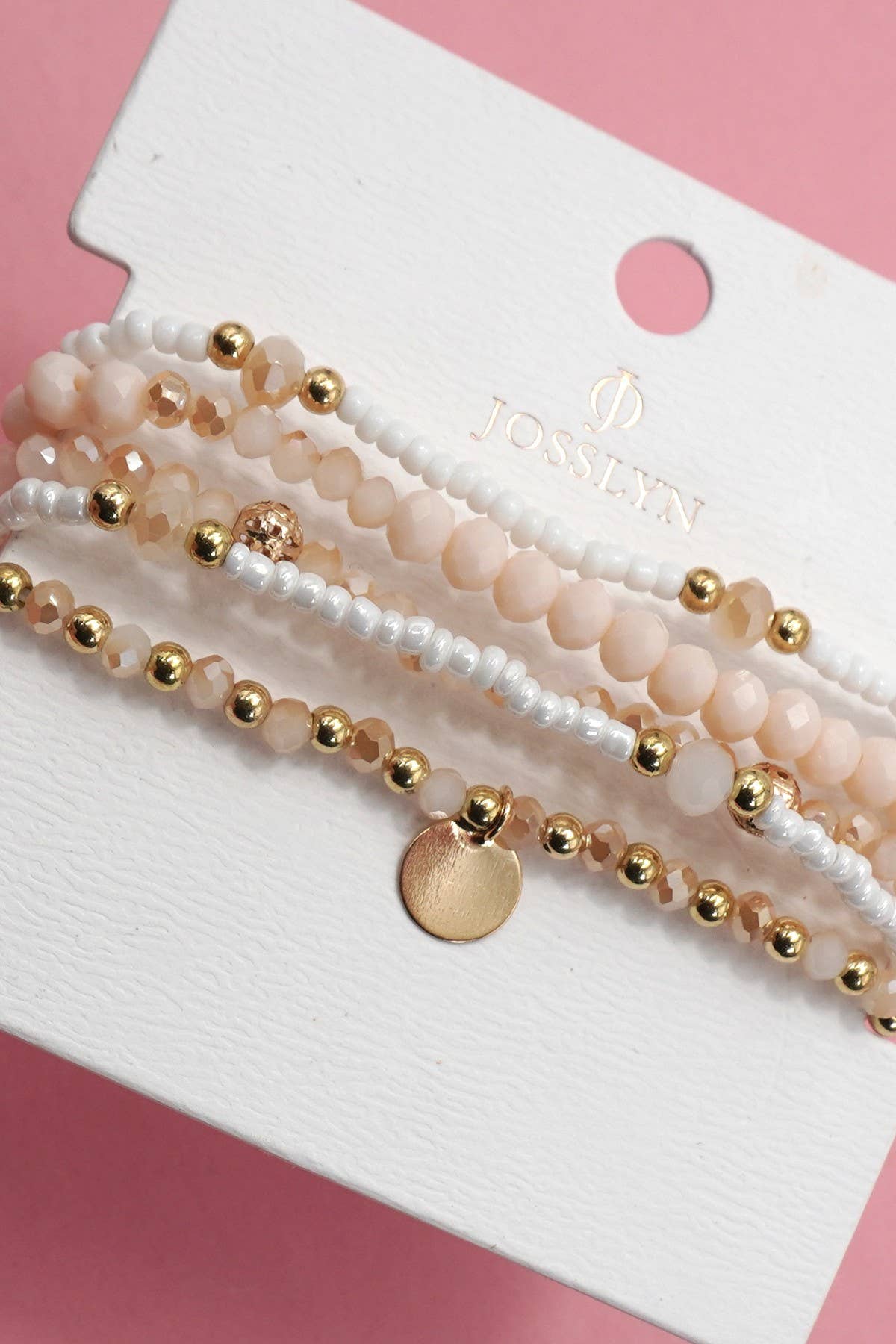 MULTILAYER BEADED CHAIN DISC CHARM BRACELET |