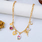 Vintage Bow Porcelain Multi-Charm Link Necklace in Gold