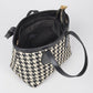 Houndstooth Tweed Small Tote Bag: Black