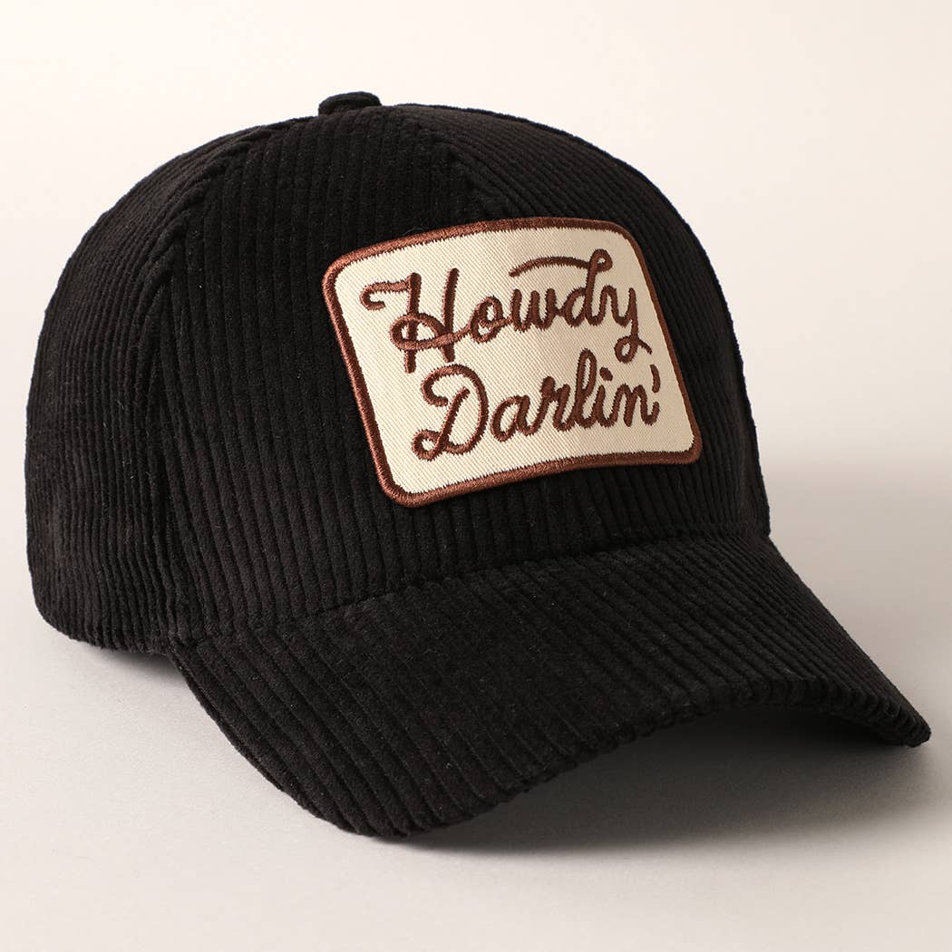 Howdy Darlin' Embroidery Patch Corduroy Cap: OFF WHITE / ONE SIZE