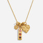 FLORAL HEART MULTI CHARM NECKLACE