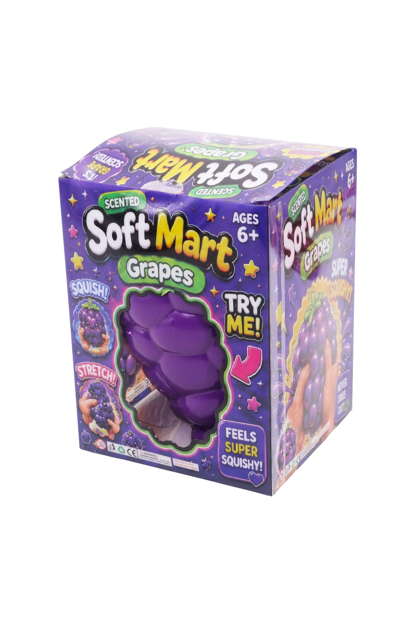JUMBO 8 Inch Grape Soft Slime Filled Squishy Toy: PURPLE / ONE SIZE