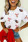 LDC Sequins Game Day Round Neck Short Sleeve T-Shirts: White