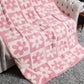 DAISY AND CHECKERED Print Soft Cozy Throw Blanket: PINK / ONE SIZE