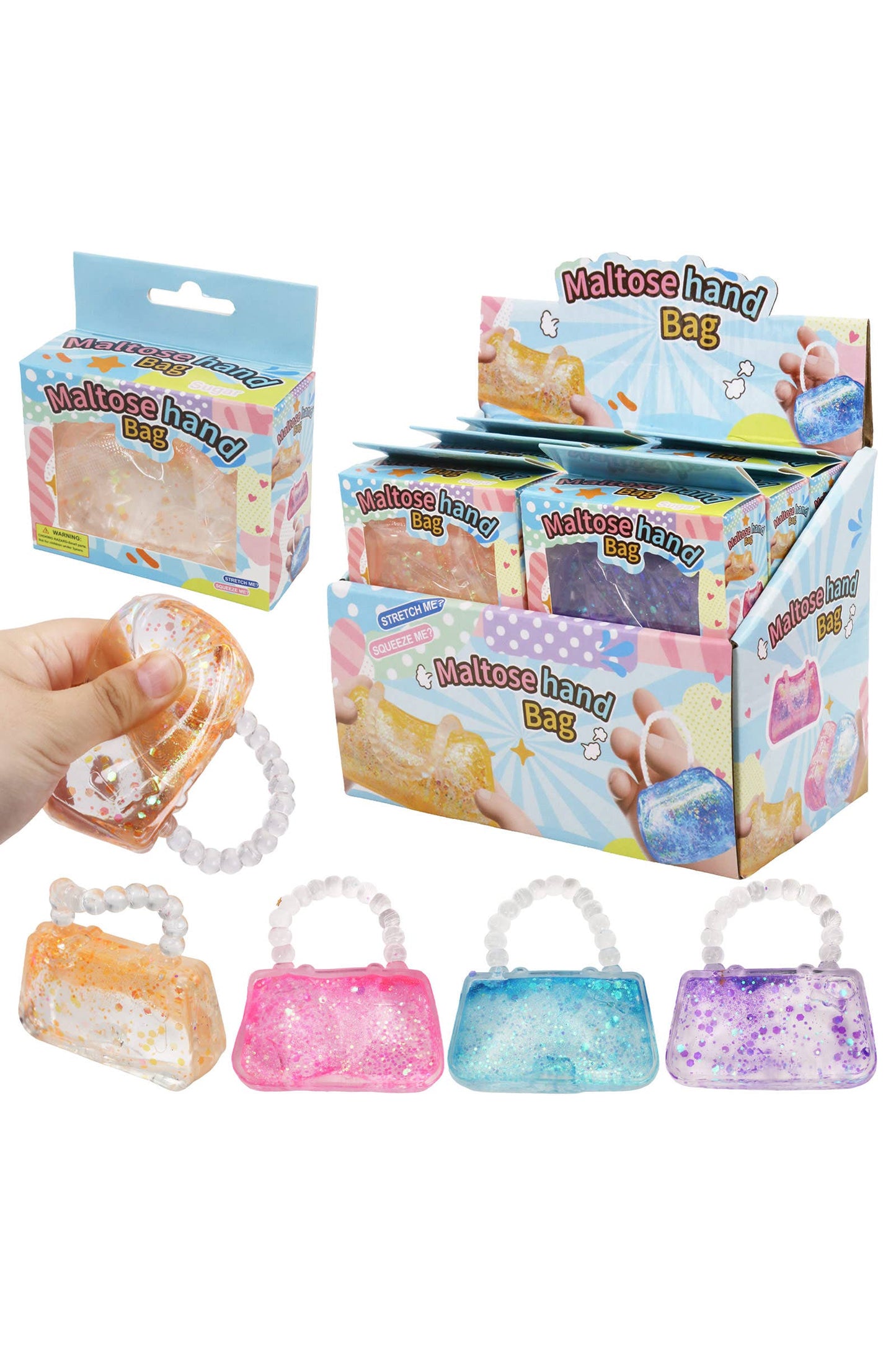Handbag Purse Glitter Maltose Putty Slime Filled Squishy Toy: ASSORTED / ONE SIZE