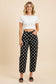 Polka Dot High Rise Straight Leg Pants: Black/White
