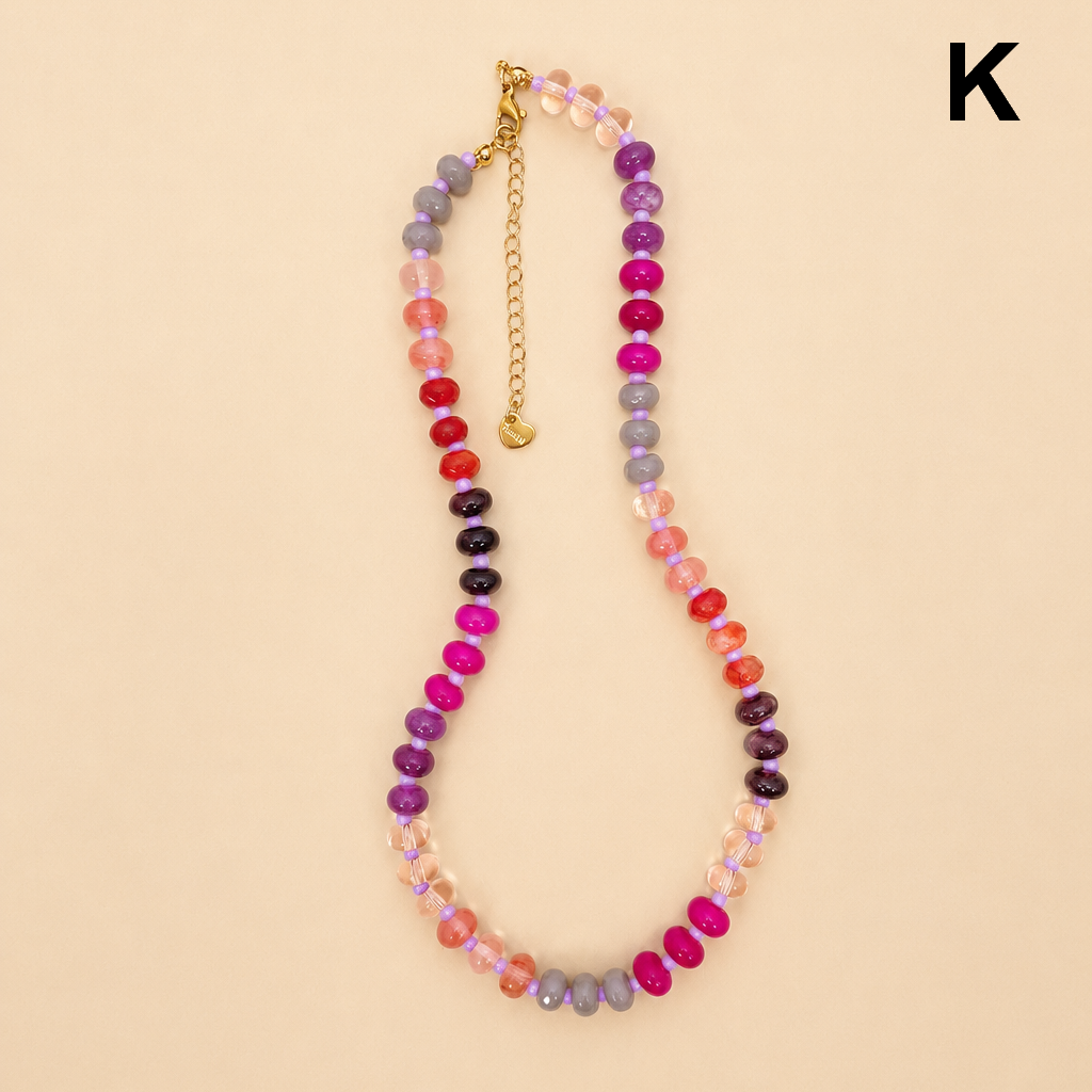 Natural Stone Semi-Precious Glass Mixed Necklace