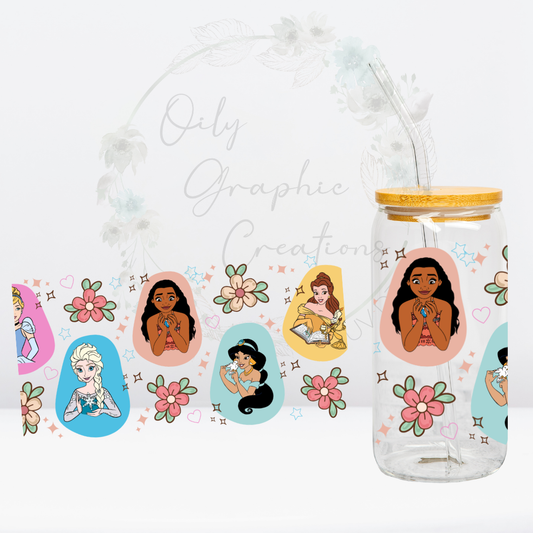 Princesses & Flowers-16oz UV DTF Wrap