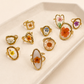 18K STAINLESS STEEL TARNISH FREE FLORAL RINGS | 40R104: SQUARE APRICOT