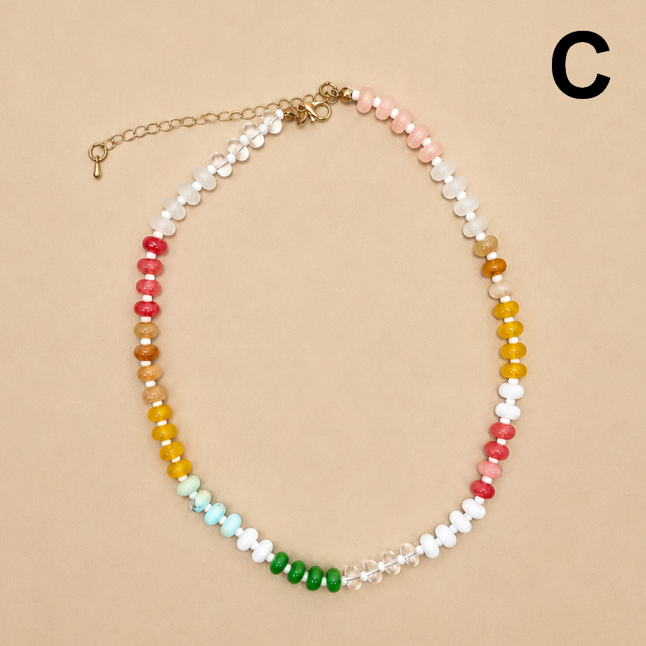 Natural Stone Semi-Precious Glass Mixed Necklace