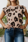 Leopard Crew Neck Cap Sleeve Casual Tee