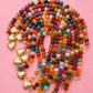 MULTI BEADED HEART CHARM TOGGLE NECKLACE