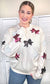 Sparkle Sequin Bow Graphic Sweatshirt: Natural
