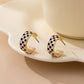 CHECKER EPOXY HUGGIE HOOP EARRINGS |