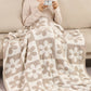 DAISY AND CHECKERED Print Soft Cozy Throw Blanket: BEIGE / ONE SIZE