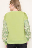 Lime Floral Blocked Terry Pullover