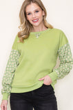 Lime Floral Blocked Terry Pullover