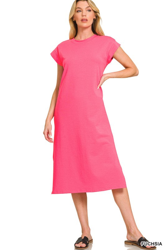 Zenana Midi Dress Fuchsia