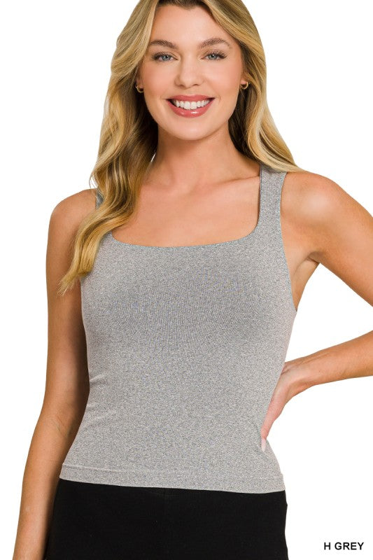 Zenana Seamless Tank: Heather Grey