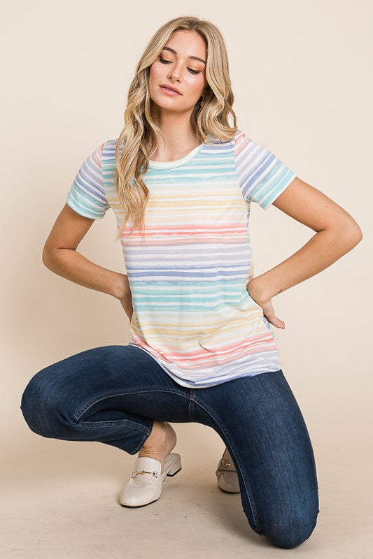 Watercolor Stripes Tee