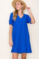 Royal Blue Puff Sleeve Dress with Pockets