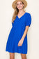 Royal Blue Puff Sleeve Dress with Pockets