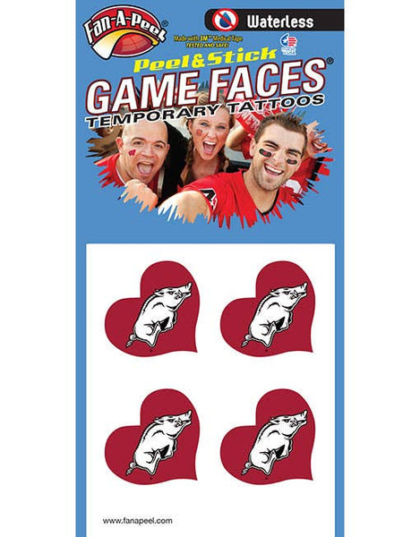 Arkansas Game Faces® Temporary Tattoos Razorback Hearts